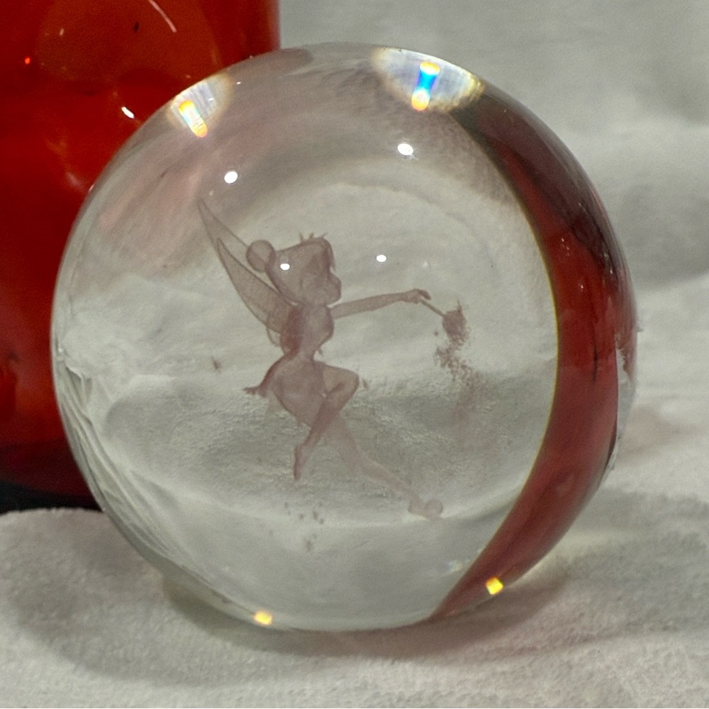 Disney Tinker Bell clear Glass Sphere, laser